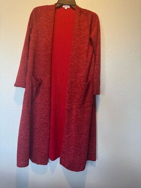 LUC Lularoe S. Sarah soft Red Open-Front Duster Cardigan